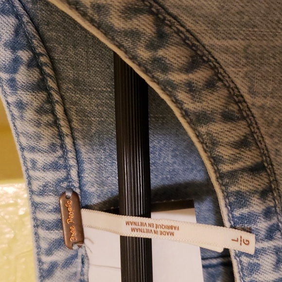 Free People Denim Mini Dress Sz L - Picture 7 of 9